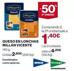 Oferta de Millán Vicente - Queso En Lonchas por 2,8€ en Hipercor