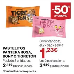 Oferta de El Corte Inglés - Pastelitos Pantera Rosa, Bony O Tigreton por 2,45€ en Hipercor