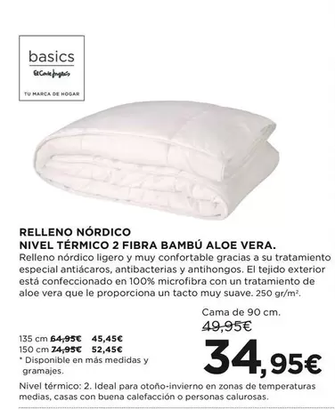 Oferta de Relleno Nórdico Nivel Térmico 2 Fibra Bambu por 34,95€ en Hipercor