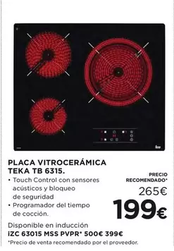 Oferta de Teka - Placa Vitroceramica Tb 6315 por 199€ en Hipercor