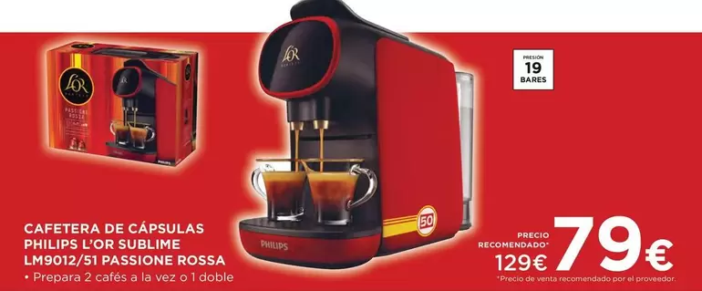 Oferta de Philips - Cafetera De Capsulas Lm9012/51 Passione Rossa por 79€ en Hipercor