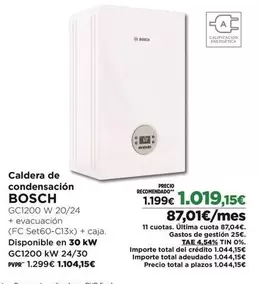 Oferta de Bosch - Caldera De Condensación por 1019,15€ en El Corte Inglés