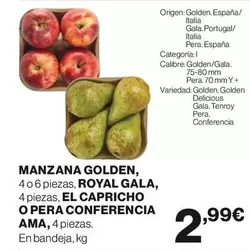 Oferta de Manzana Golden, Royal , El Capricho O Pera Conferencia Ama por 2,99€ en El Corte Inglés