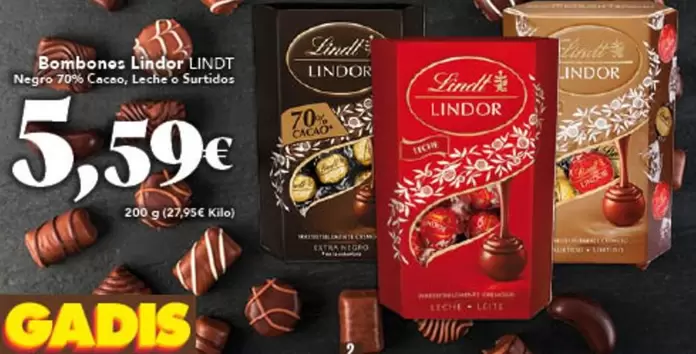 Oferta de Lindt - Bombones Lindor por 5,59€ en Gadis