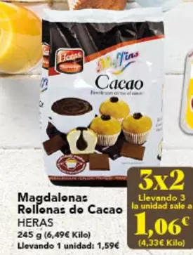 Oferta de Heras - Magdalenas Rellenas De Cacao por 1,59€ en Gadis