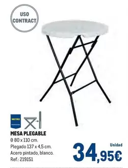 Oferta de Metro - Mesa Plegable por 34,95€ en Makro