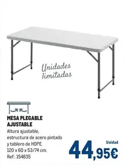 Oferta de Mesa Plegable Ajustable por 44,95€ en Makro