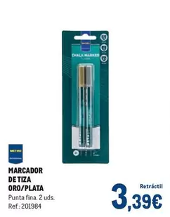Oferta de Metro - Marcador De Tiza Oro/ Plata por 3,39€ en Makro