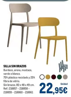 Oferta de Silla Sin Brazos por 22,95€ en Makro