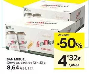 Oferta de San Miguel - Cervesa por 8,64€ en Caprabo