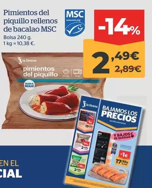 Oferta de La Sirena - Pimientos Del Piquillo Rellenos De Bacalao Msc por 2,49€ en La Sirena