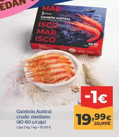 Oferta de Gambon Austral Crudo Mediano por 19,99€ en La Sirena