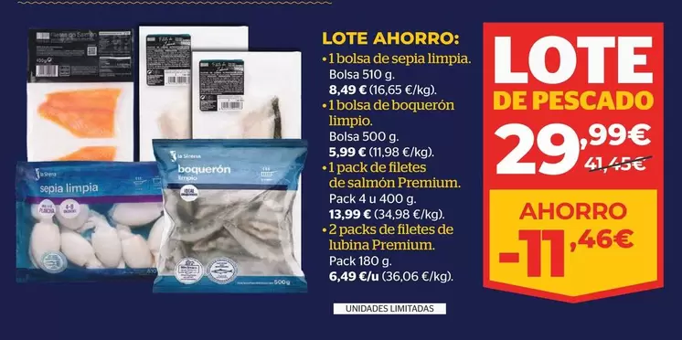 Oferta de Premium - Lote De Pescado  por 29,99€ en La Sirena