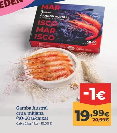 Oferta de La Sirena - Gamba Austral Crua Mijuana por 19,99€ en La Sirena