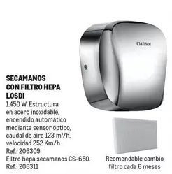 Oferta de Losdi - Secamanos Con Filtro Hepa en Makro