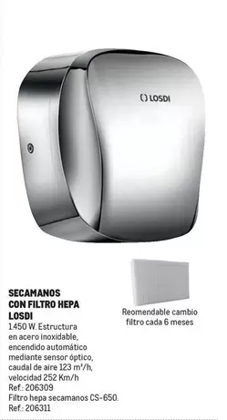 Oferta de Losdi - Secamanos Con Filtro Hepa en Makro