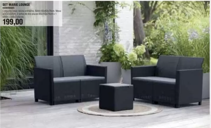 Oferta de Antracita - Set Maine Lounge por 199€ en Coinfer
