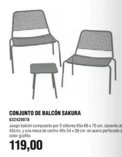 Oferta de Conjunto De Balcón Sakura por 119€ en Coinfer