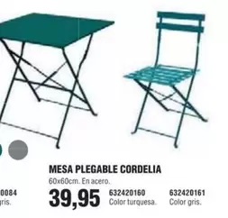Oferta de Mesa Plegable Cordelia por 39,95€ en Coinfer