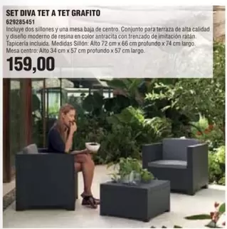 Oferta de Set Diva Tet A Tet Grafito por 159€ en Coinfer