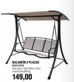 Oferta de Claro - Balancin 3 Plazas por 149€ en Coinfer