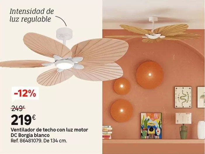 Oferta de Ventilador De Techo Con Luz Motor DC Borga Blanco por 219€ en Leroy Merlin