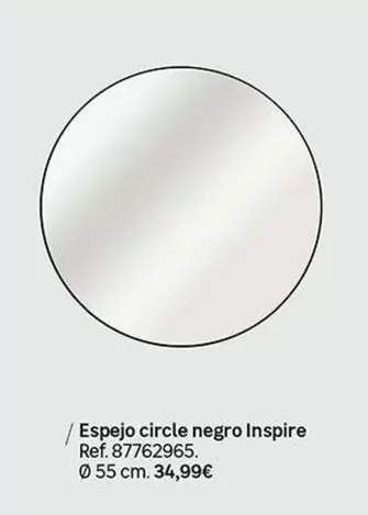Oferta de Espejo Circle Negro Inspire por 34,99€ en Leroy Merlin