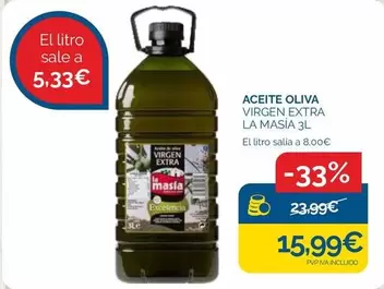 Oferta de La Masía - Aceite Oliva Virgen Extra por 15,99€ en Supermercados La Despensa
