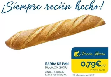 Oferta de Barra De Pan por 0,79€ en Supermercados La Despensa