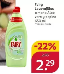 Oferta de Fairy - Lavavajillas A Mano Aloe Vera Y Pepino por 2,29€ en Rossmann