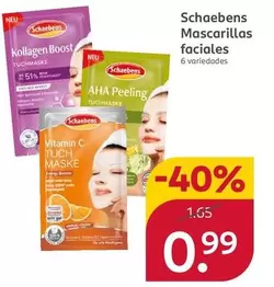 Oferta de Nestlé - Schaebens Mascarillas Faciales por 0,99€ en Rossmann