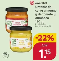 Oferta de Bio - Untable De Curry Y Mango Y De Tomate Y Albahaca por 1,15€ en Rossmann
