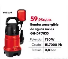 Oferta de Bomba Sumergible De Aguas Sucias GH-DP 7835 por 59,95€ en BricoCentro