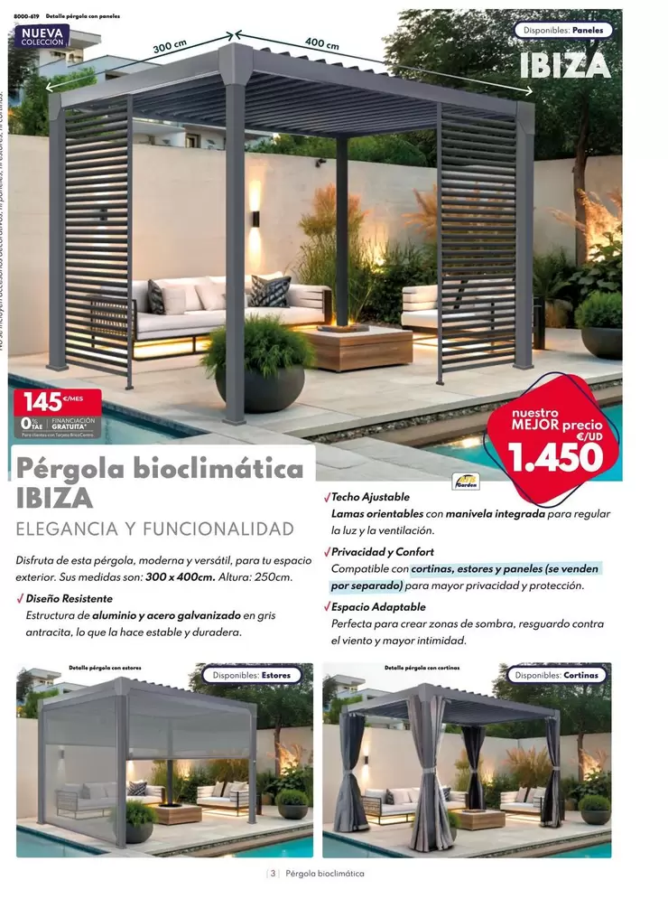 Oferta de Pérgola Bioclimática Ibiza por 1450€ en BricoCentro