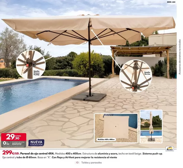 Oferta de Parasol De Eje Central 4X4 por 299€ en BricoCentro