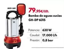 Oferta de Bomba De Aguas Sucias GH-DP 6315 por 79,95€ en BricoCentro