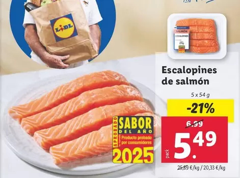 Oferta de Escalopines De Salmon por 5,49€ en Lidl