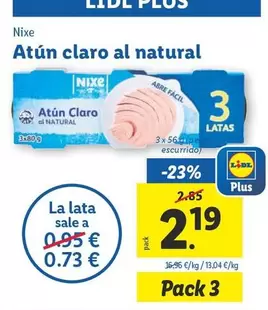 Oferta de Nixe - Atun Claro Al Natural por 2,19€ en Lidl