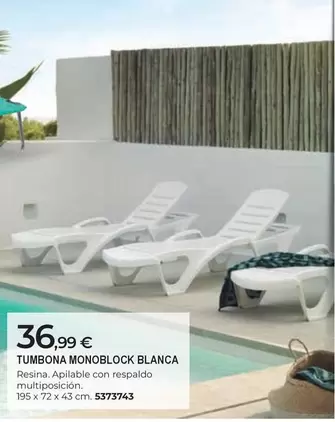 Oferta de Tumbona Monoblock Blanca por 36,99€ en BigMat