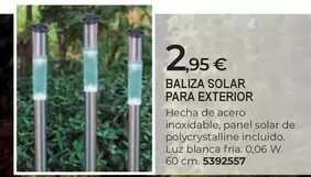 Oferta de Baliza Solar Para Exterior por 2,95€ en BigMat
