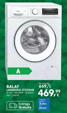 Oferta de Balay - Lavadora 3TS3106B por 469,99€ en Worten