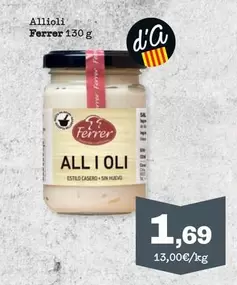 Oferta de Ferrer - Allioli por 1,69€ en Sorli