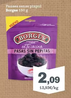Oferta de Borges - Panses Sense Pinyol por 2,09€ en Sorli