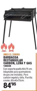 Oferta de Imex - Barbacoa Rectangular Carbon, Leña Y Gas por 84,95€ en Ferrcash