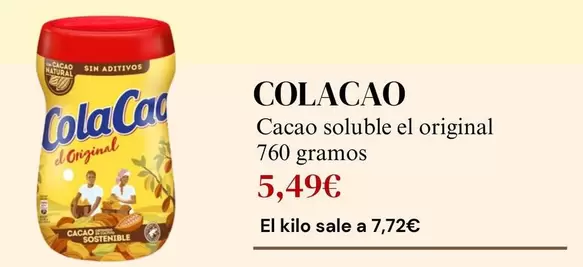 Oferta de Cola Cao - Cacao Soluble El Original por 5,49€ en Sangüi