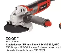 Oferta de Einhell - Amoladora 125 Mm 125/850 por 59,95€ en Cadena88