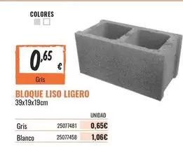 Oferta de Blanco - Bloque Liso Ligero por 0,65€ en Obramat