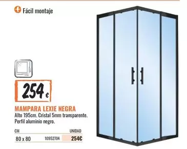 Oferta de Cristal - Mampara Lexie Negra por 254€ en Obramat