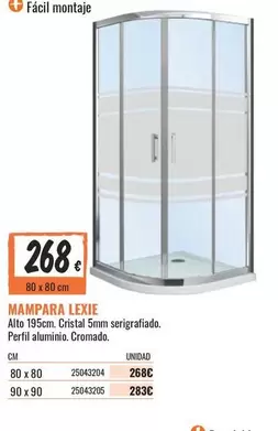 Oferta de Cristal - Mampara Lexie por 268€ en Obramat