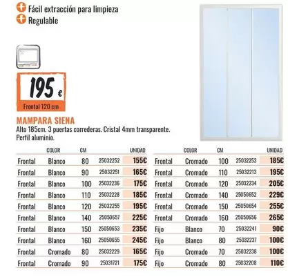 Oferta de Siena - Mampara Siena por 195€ en Obramat